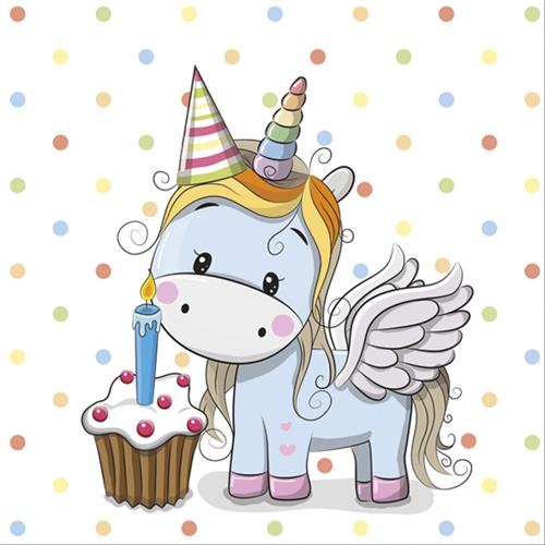 20 Servietten Sweet Unicorn with pastel Dots - Party Einhorn 33x33cm