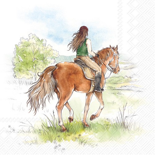 20 Servietten Riding - Mädchen auf Pferd 33x33cm