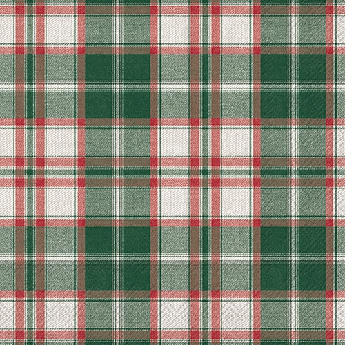 20 Servietten Check green red - Karostreifen rot-grün 33x33cm