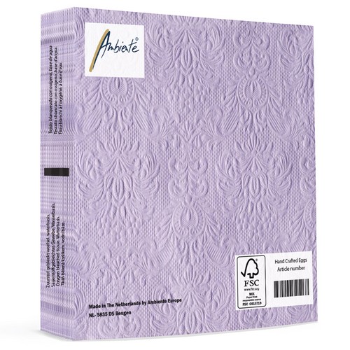 15 geprägte Servietten Elegance lavender 33x33cm