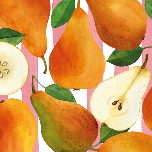 20 Servietten Pears & Stripes - Leckere Birnen auf Streifen 33x33cm
