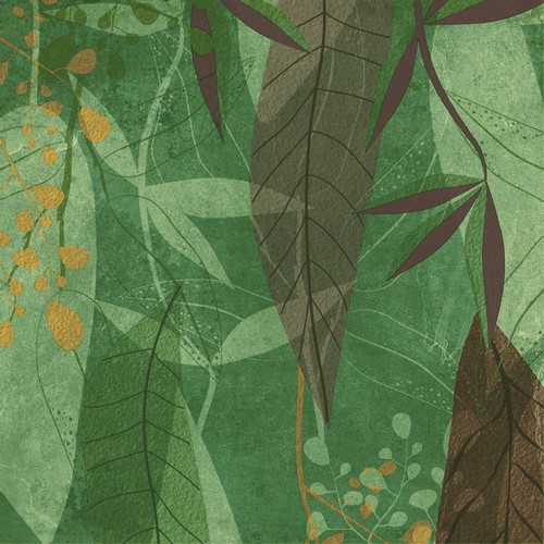 20 Servietten Emerald autumn - Moderne Zusammenstellung an Blätter 33x33cm