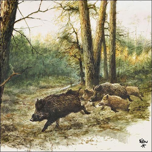 20 Servietten Wild Boars in the Woods - Wildschweine im Wald 33x33cm