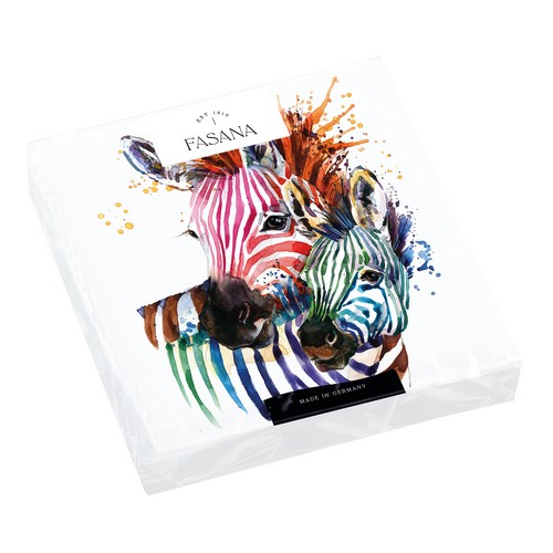 20 Servietten Rainbow Zebras - Zebras in Regenbogenfarben 33x33cm