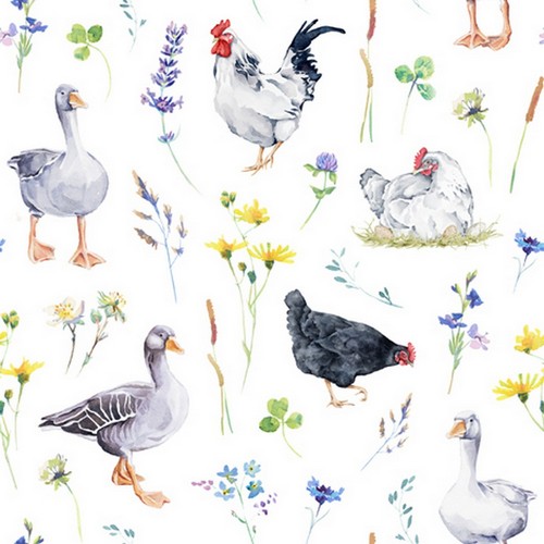 20 Servietten Poultry - Hühner und Gänse 33x33cm