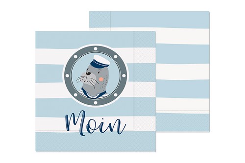 20 Servietten Seehund - Moin mit Seehund 33x33cm