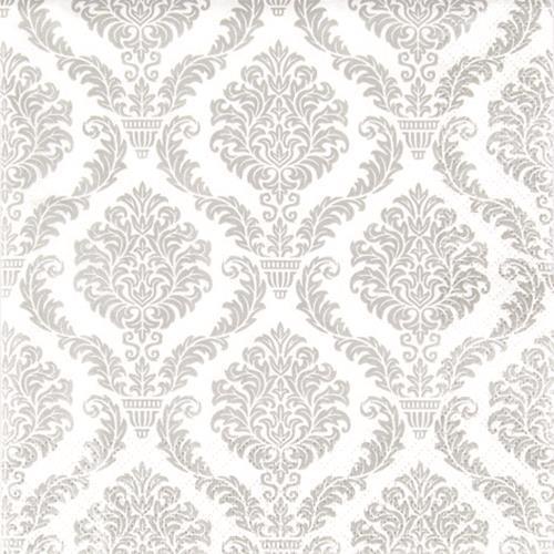 20 Servietten Elegant silver - Muster silber 33x33cm