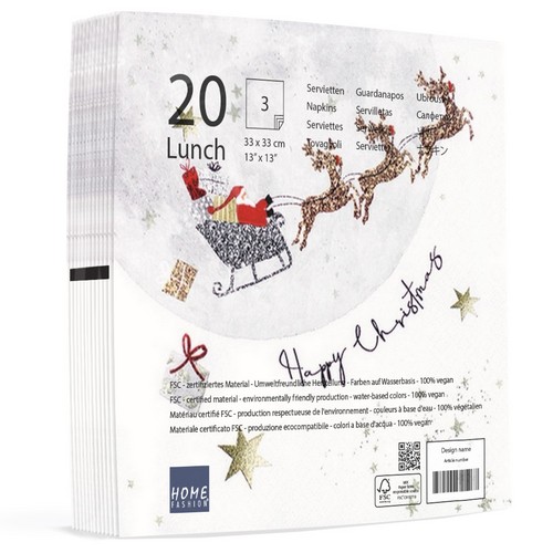 20 Servietten Santa`s Ride - Santa fliegt mit dem Schlitten 33x33cm