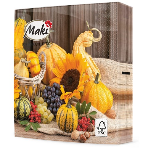20 Servietten Autumn Fruits - Herbstfrüche geerntet 33x33cm