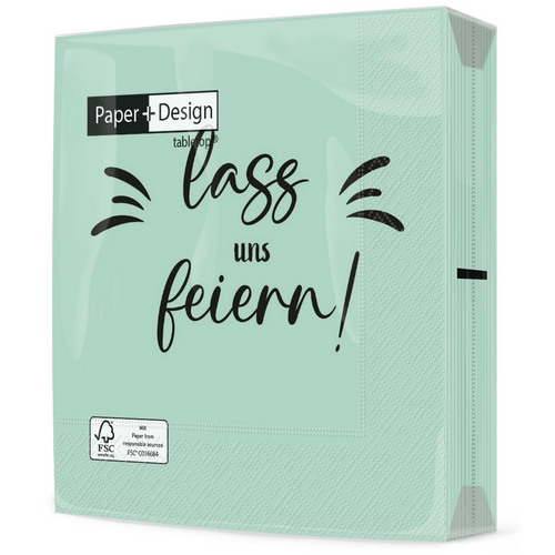 20 Servietten Lass uns feiern - Feiern auf grün 33x33cm