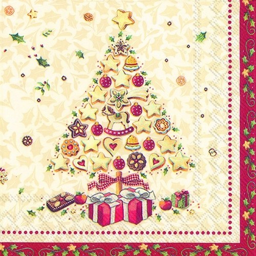 20 Servietten Christmas Bakery Tree - Baum aus Weihnachtsgebäck 33x33cm
