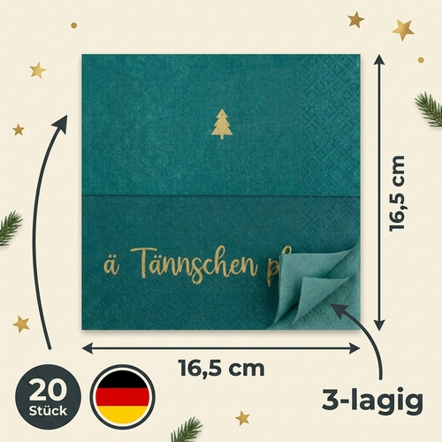 20 Servietten ä Tännschen - Ä Tännschen grün 33x33cm