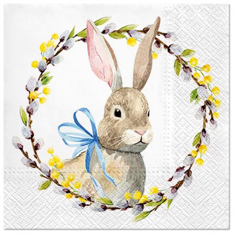 20 Servietten Rabbit with Catkins - Hase im Weidekranz 33x33cm
