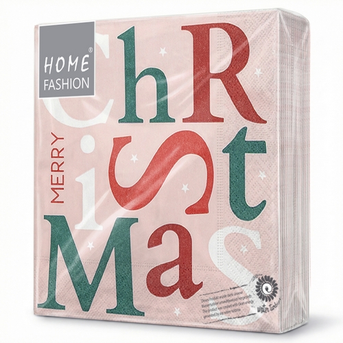 20 Servietten Christmas Letters pink - Buchstaben von Christmas rosa 33x33cm