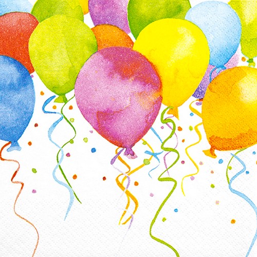 20 Servietten Balloons - Kunterbunte Luftballons 33x33cm