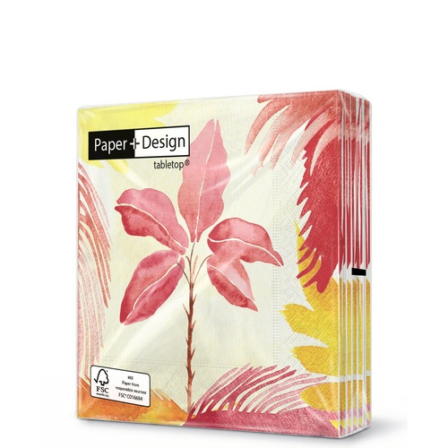 20 kleine Cocktailservietten Nomad tropic - Bunte Tropenpflanzen 25x25cm