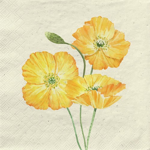 20 Servietten nachhaltig Gras Yellow Beauties - Gelbe Mohnblumen 33x33cm