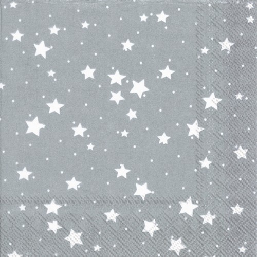 20 Servietten Stella Di Natale silver - Sternenschauer auf Silber 33x33cm