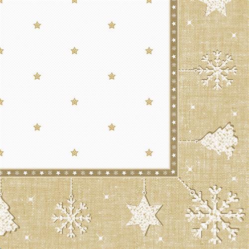 50 Servietten Cottone Dinner Xmas gold 40x40cm
