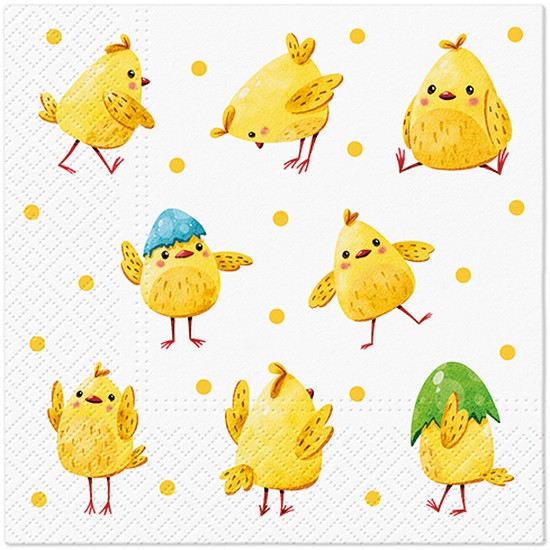 20 Servietten Crazy Chickens - Verrückte Küken 33x33cm