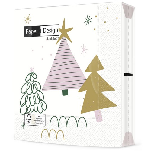 20 Servietten Three Trees - Elegante Bäume 33x33cm