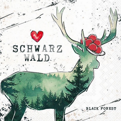 20 Servietten The black Forest love - Schwarzwald im Hirsch 33x33cm