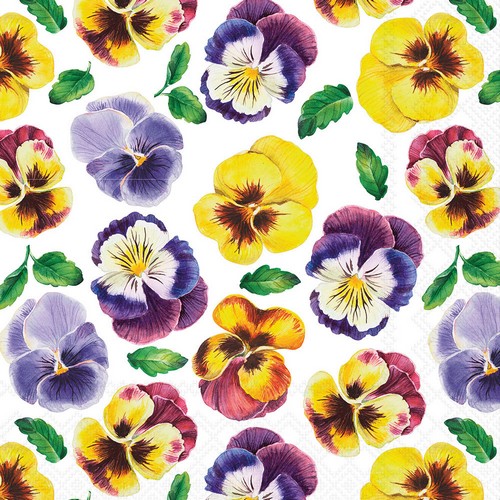 20 Servietten Lots of Pansies  - Blüten von Stiefmütterchen 33x33cm