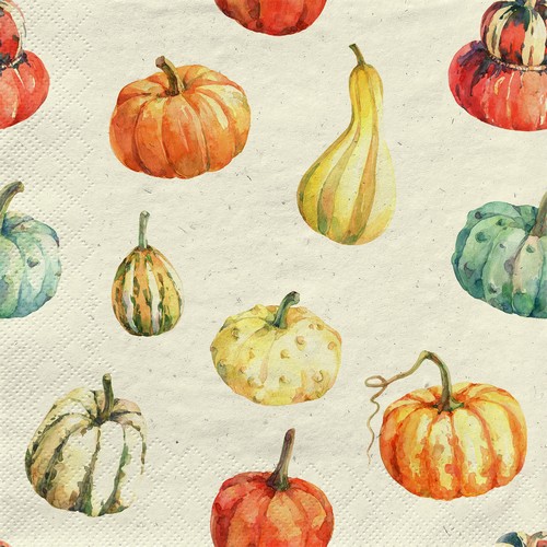 20 Servietten nachhaltig Gras Pumpkin Love - Feine Kürbisse 33x33cm