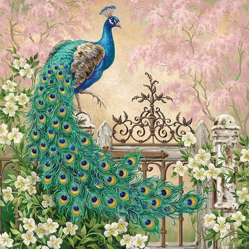 20 Servietten Noble Peacock – Pfau in voller Eleganz 33x33cm