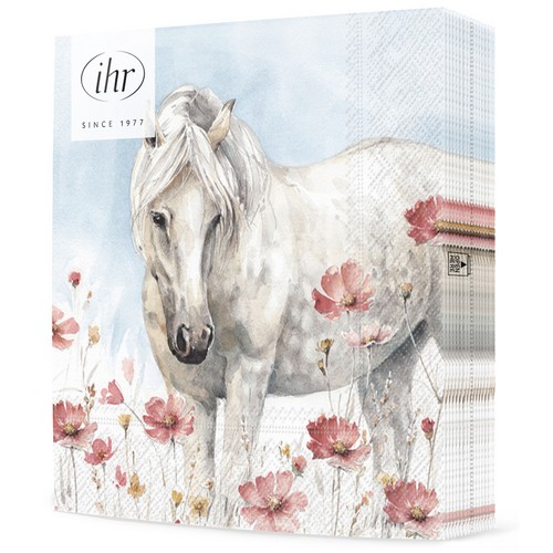 20 Servietten Wild Horse - Pferd mit roten Blüten 33x33cm