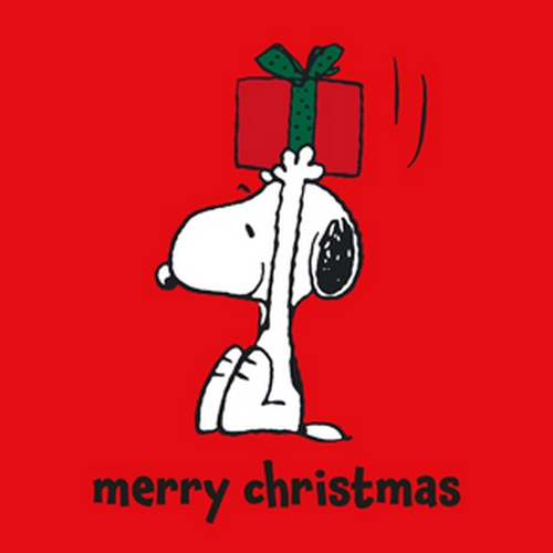 20 Servietten Big Present rot - Snoopy Merry Christmas rot 33x33cm