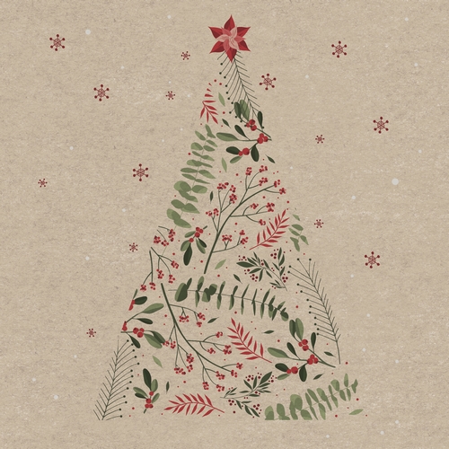 20 Servietten aus Recycling-Papier Graceful pine - Natur-Elemente im Baum 33x33cm