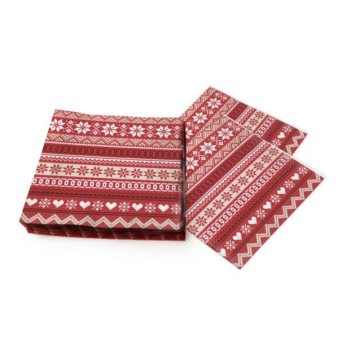 20 Servietten Nordic Pattern red - Nordischer Stil rot 33x33cm