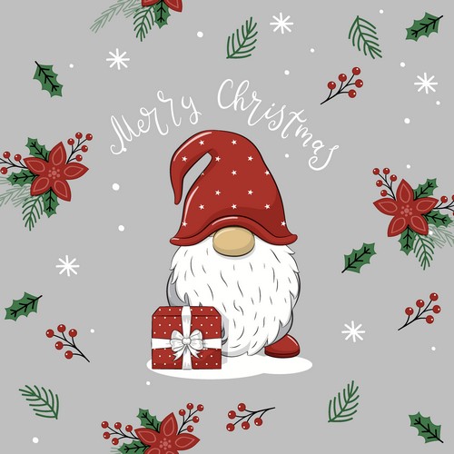20 Servietten Tomte with Gift - Gnom mit Geschenk 33x33cm