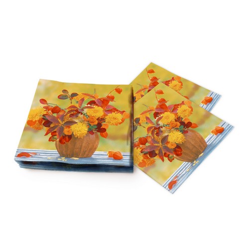 20 Servietten Autumn whisper - Herbstbouquet auf Tisch 33x33cm