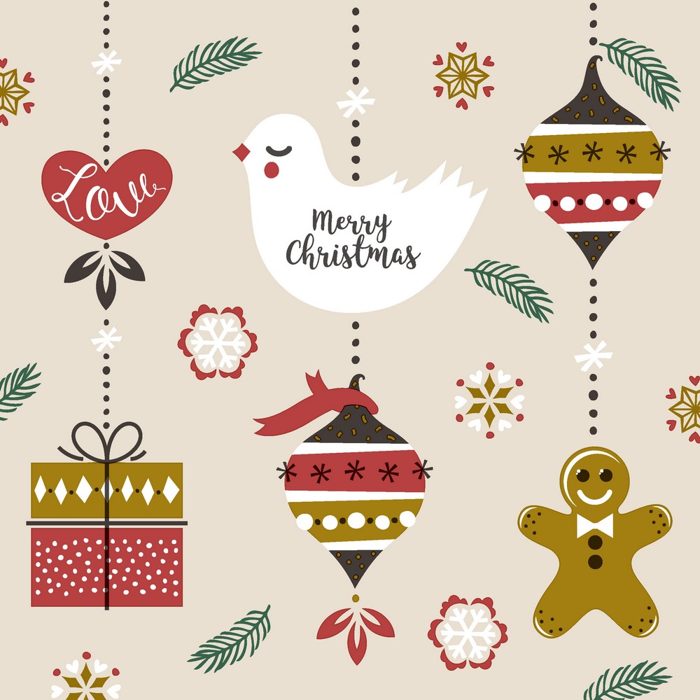 20 Servietten Xmas Hangings - Weihnachtssymbole hängend 33x33cm