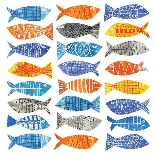 20 Servietten Atlantic - Bunte Fische 33x33cm