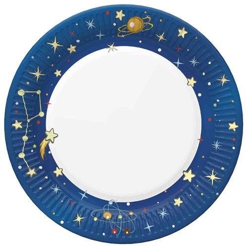 8 Pappteller Space Rockets and Aliens - Aliens und Raketen im Weltall Ø22,7cm