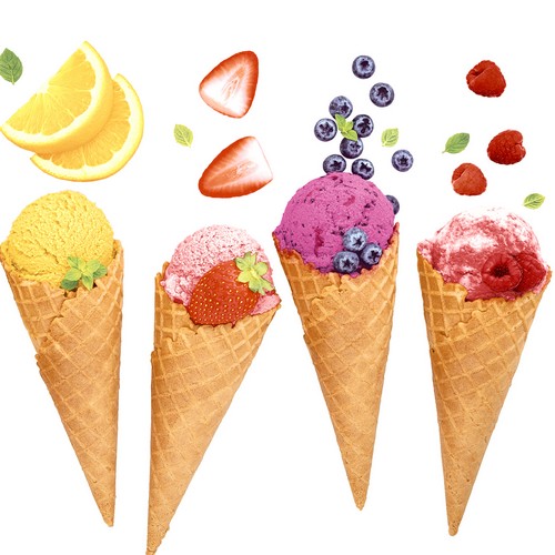20 Servietten Icecream Dream - Fruchtige Eiswaffeln 33x33cm