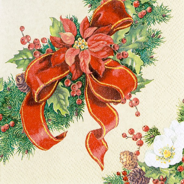 20 kleine Cocktailservietten Christmas Wreath - Adventskranz 25x25cm