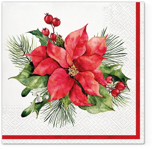20 Servietten Composition with Poinsettia - Weihnachtsstern im Fokus 33x33cm
