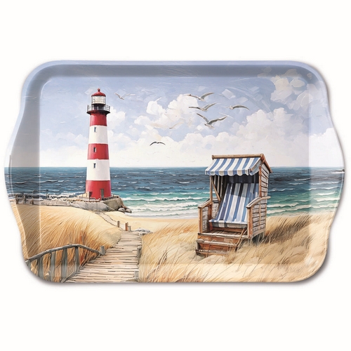 Tablett klein Beach Walk - Spazieren am Strand 20,8x13,6cm