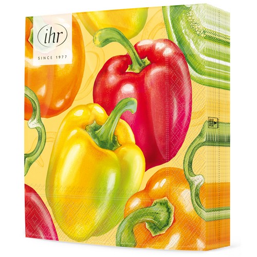 20 Servietten Paprika - Paprika in verschiedenen Farben 33x33cm