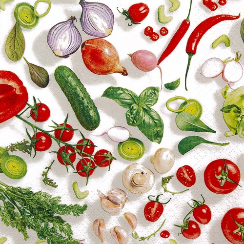 20 Servietten Tasty Vegetables - Frisches Gemüse überall 33x33cm