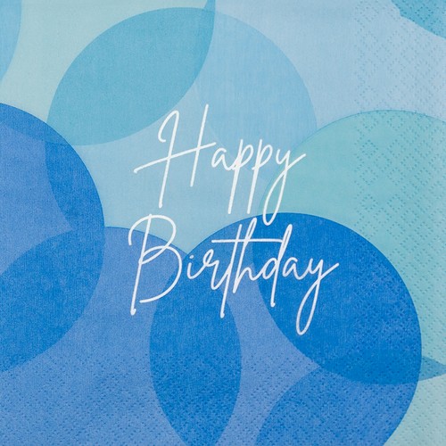 20 Servietten Birthday blue - Happy Birthday soft blau 33x33cm