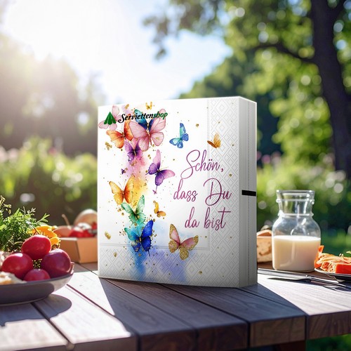20 Servietten Butterfly coloured festival - Buntes Schmetterlingsfest 33x33cm