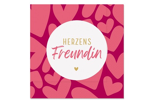 20 Servietten Herzen - Herzens-Freundin 33x33cm