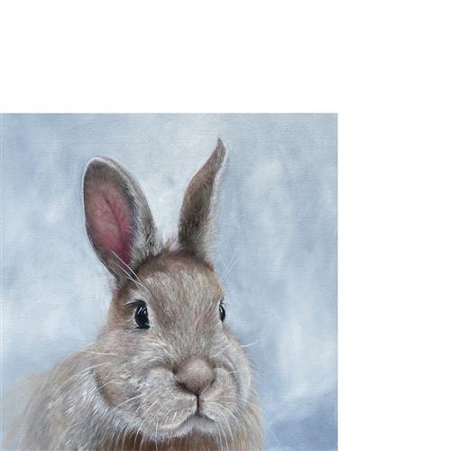 20 kleine Cocktailservietten Niblet the Bunny - Aufmerksamer Hase 25x25cm