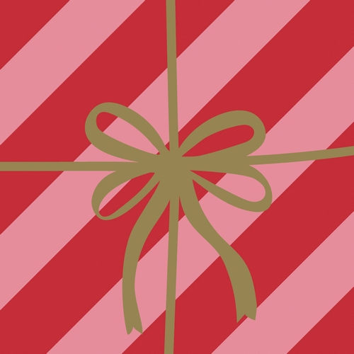 20 Servietten Merry Gift - Schleife über Streifen 33x33cm