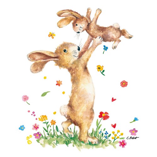 20 Servietten Hey Easter - Hasenfamilie mit Spaß 33x33cm